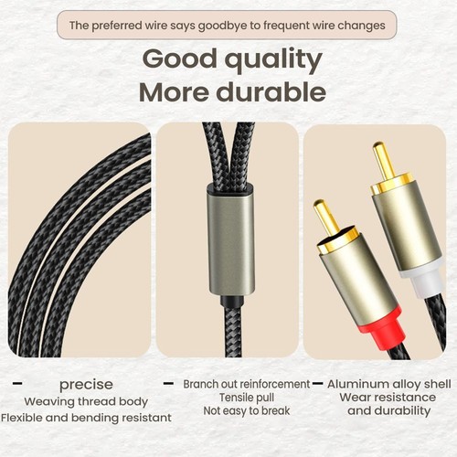 3.5mm/USB C to 2 RCA Audio Cable Aux Cord for iPhone 16 Samsung Laptop Speaker - Photo 4/14