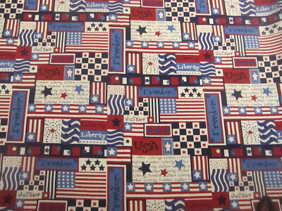 Americana Patchwork Cotton Fabric Flag Freedom  Justice USA 1yd 32''x 44