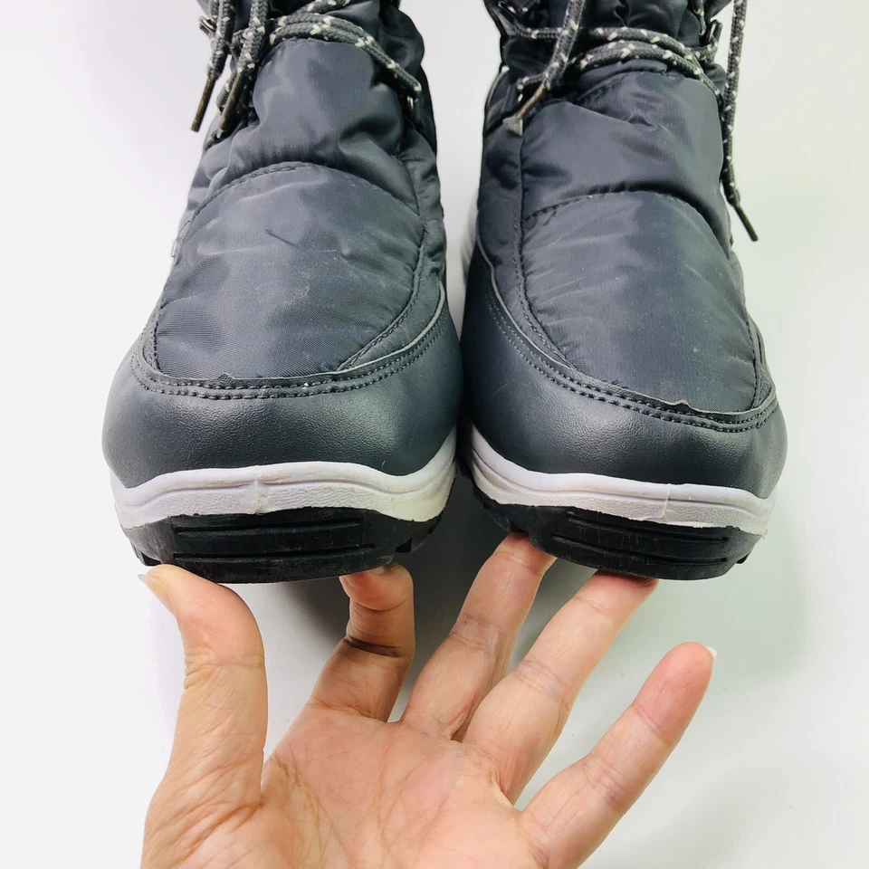 Botas de invierno 3M Thinsulate aislantes para mujer de piel sintética polar gris con cordones cremallera Foto 4 de 4