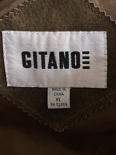 Gitano Men’s Suede Leather Jacket Full Zip Vintage Size XL Brown - Picture 6 of 10