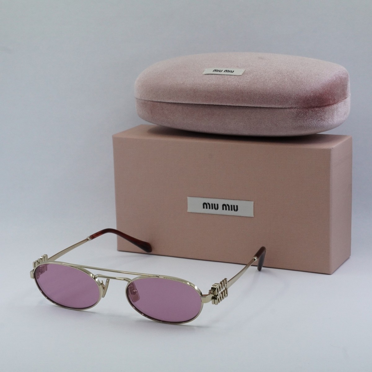 New MIU MIU MU54ZS ZVN50D Pale Gold/Dark Pink Mirror Silver