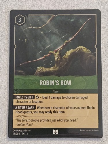 2024 DISNEY LORCANA INTO THE INKLANDS ROBIN'S BOW 98/204 (FOIL) UNCOMMON - Imagen 1 de 11