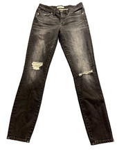Madewell  Jeans Womens Siz 28 High Rise Skinny Distressed Denim Dark Wash Black