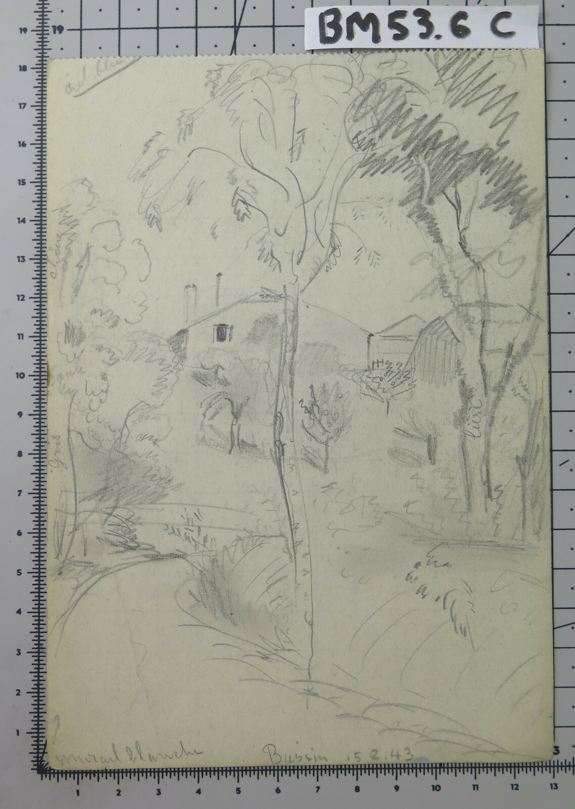 Old Drawing Dated 1943 View Countryside Swiss Pencil On paper BM53.6C ...