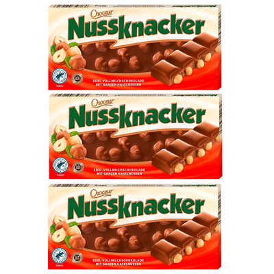 3x 100g Vollmilch Ganze NUSS Choceur Nussknacker hazelnut Choclate Schokolade