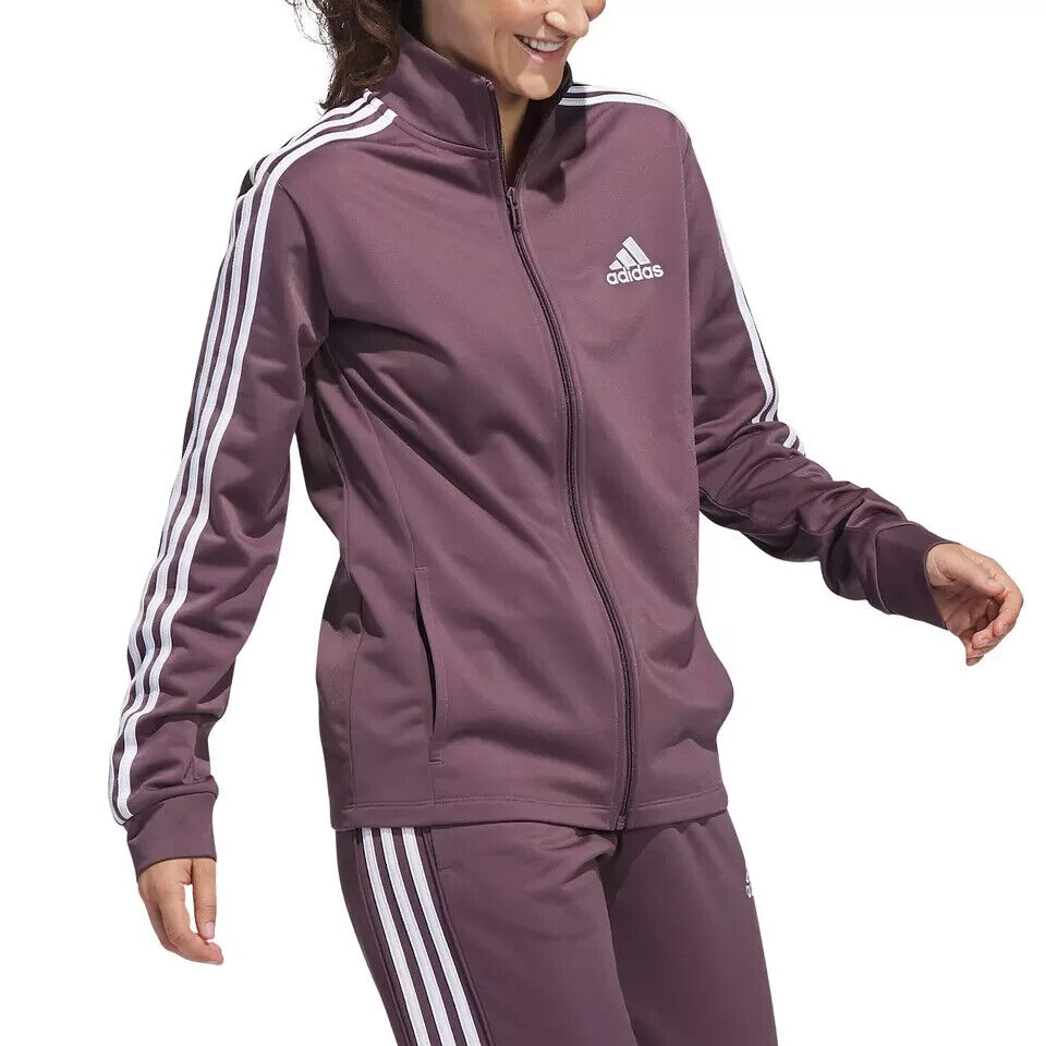Adidas Tricot Women's 3 Stripe Full Zip Jacket Black White Small