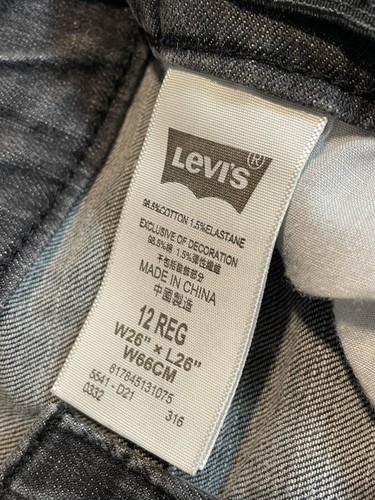 Levi's 541 Jeans Kid Stretch Size 12 26x26 Faded Black Gray Elastic Waist Boy's - Picture 7 of 8