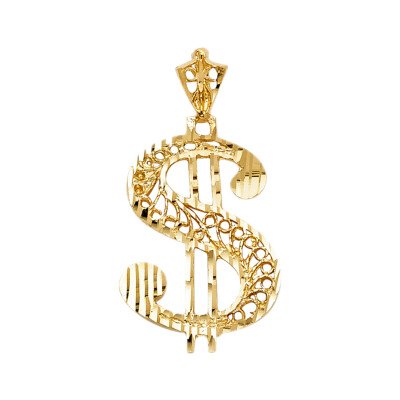 14K Gelbgold Dollarzeichen Anhänger für Halskette oder Kette