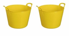 2 x 20L YELLOW Flexi Tub Garden Flexible Storage Builders Bucket Home