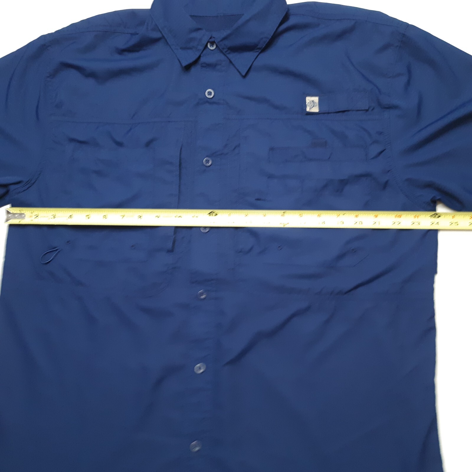 Reel Legends Button Up Vented Fishing Shirt Size Large Blue Short