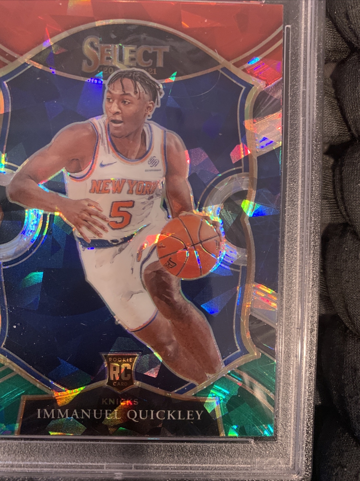 Immanuel Quickley Red/White/Green Cracked Ice 2020 Panini Select #85 PSA 10 view 11