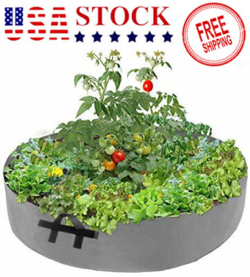 #ad 3 Pack Round Fabric Aeration Plant Grow Bags 100 Gallon Gray with Handle $45.89