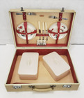 Sirram Vintage Picnic Set In Suitcase - White Case - Floral Dishes - Needs Resto