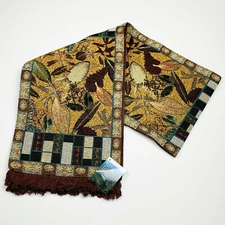 Fall Leaf Collage Golden Autumn Leaves 72" Tapestry Table Runner