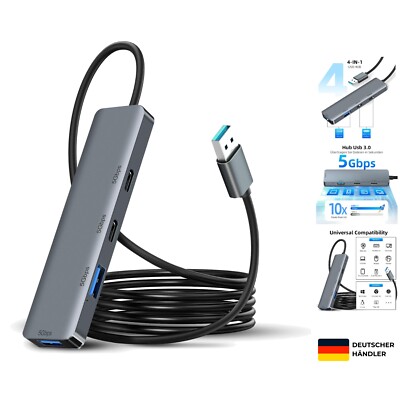 USB Hub 3.0, 4 Port USB-Hubs, USB Splitter, 5Gbps USB Port Verteiler, Docking...