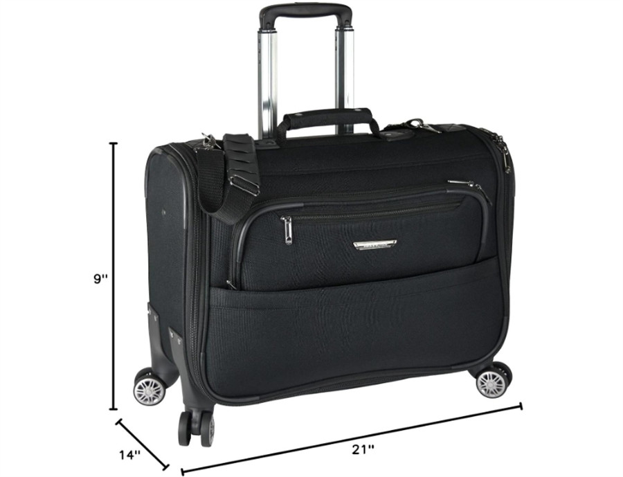 Carry-On Softside 8-Wheeled Spinner Garment Bag Luggage, Black, 21-Inch, NEW
