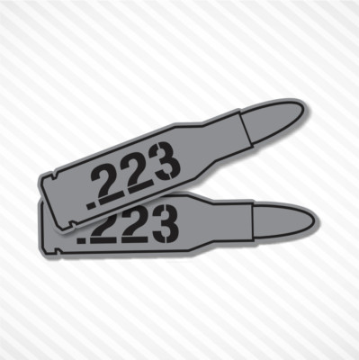.223 Bullet Ammo Box Sticker Vinyl Decal Label Ammunition- 2 PACK Gun Metal Grey