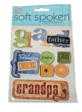 Grandpa Papa Grandfather Soft Spoken Embellishment Dimensional Sticker Scrapbook