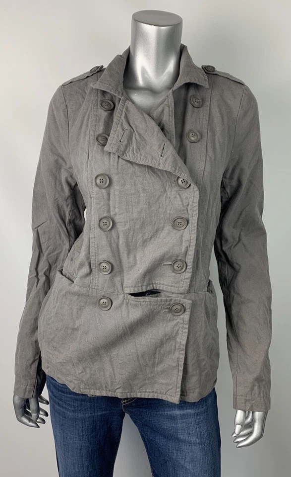Leith Jacket S Gray Cutaway Officer Military Trench Double Breast Buttons Collar - Image 3 of 4