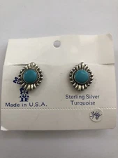 NWT Maisel Trading Sterling Silver Turquoise Screwback Earrings Southwestern 925