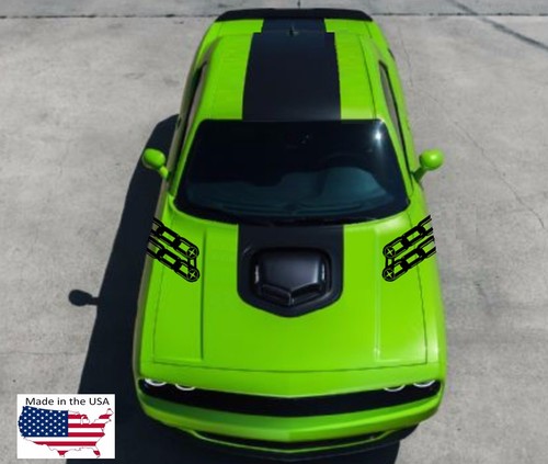 CHAINED Fender Hood Bar vinyl RACING STRIPES 4" Decals (Fits CHALLENGER) - Picture 7 of 17