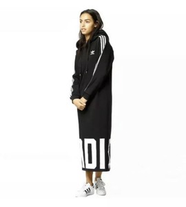 adidas originals black three stripe hoodie maxi dress