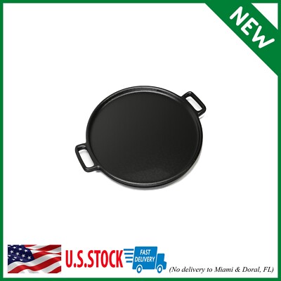 CAST IRON PIZZA PAN FLAT SKILLET BAKING PLATE KITCHEN COOKWARE FOR OVEN 14 INCH