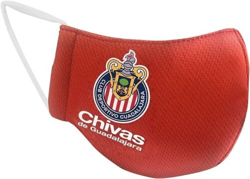 Housse de masque facial en tissu d'équipe de football Chivas réutilisable lavable rouge - Photo 1/5
