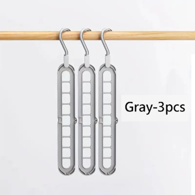 Set Of 3 Folding Hanger 9 Hole Rotating Magic Closet 3D Organizer Space Saver 