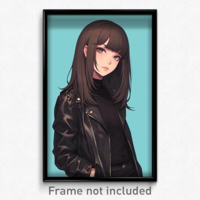 Biker Metal Jacket Anime Anime Woman In Leather Jacket Anime Art