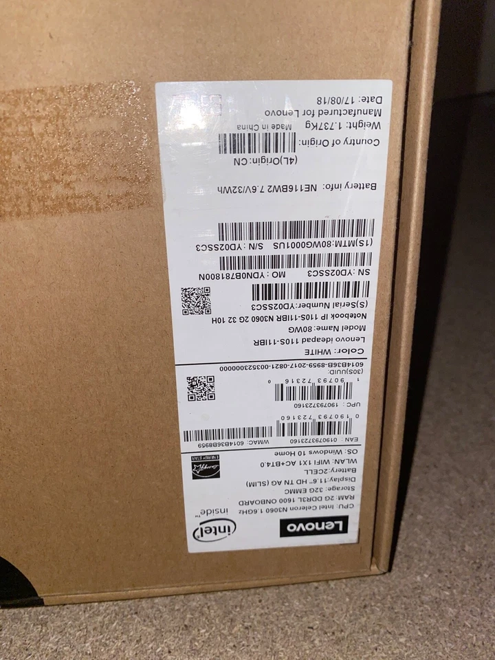 NEW Lenovo IdeaPad 110s - 11IBR 11.6" Laptop ‎110S-11IBR - White* - Image 3 of 4
