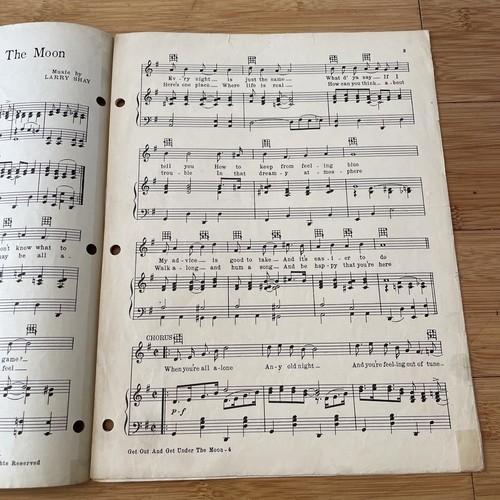 Vintage Sheet Music - Get Out And Get Under the Moon - Ukulele Banjo Piano Vocal - Picture 3 of 9