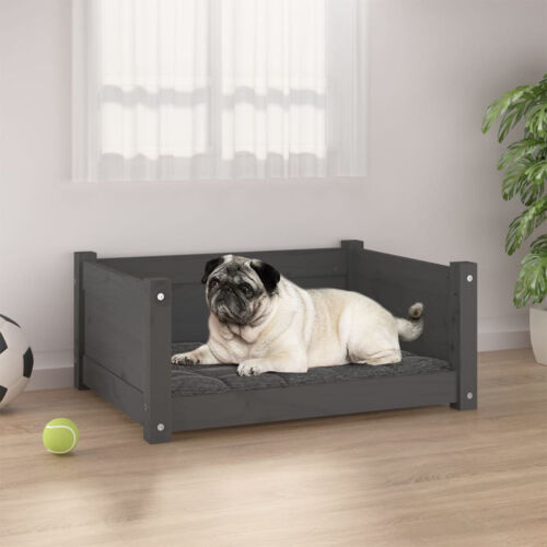 Dog Bed Grey 65.5x50.5x28Solid Pine Wood H0G5
