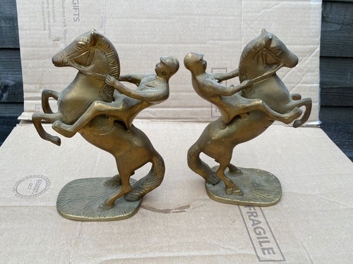 Vintage Brass Horse + Rider X2 - Picture 2 of 6