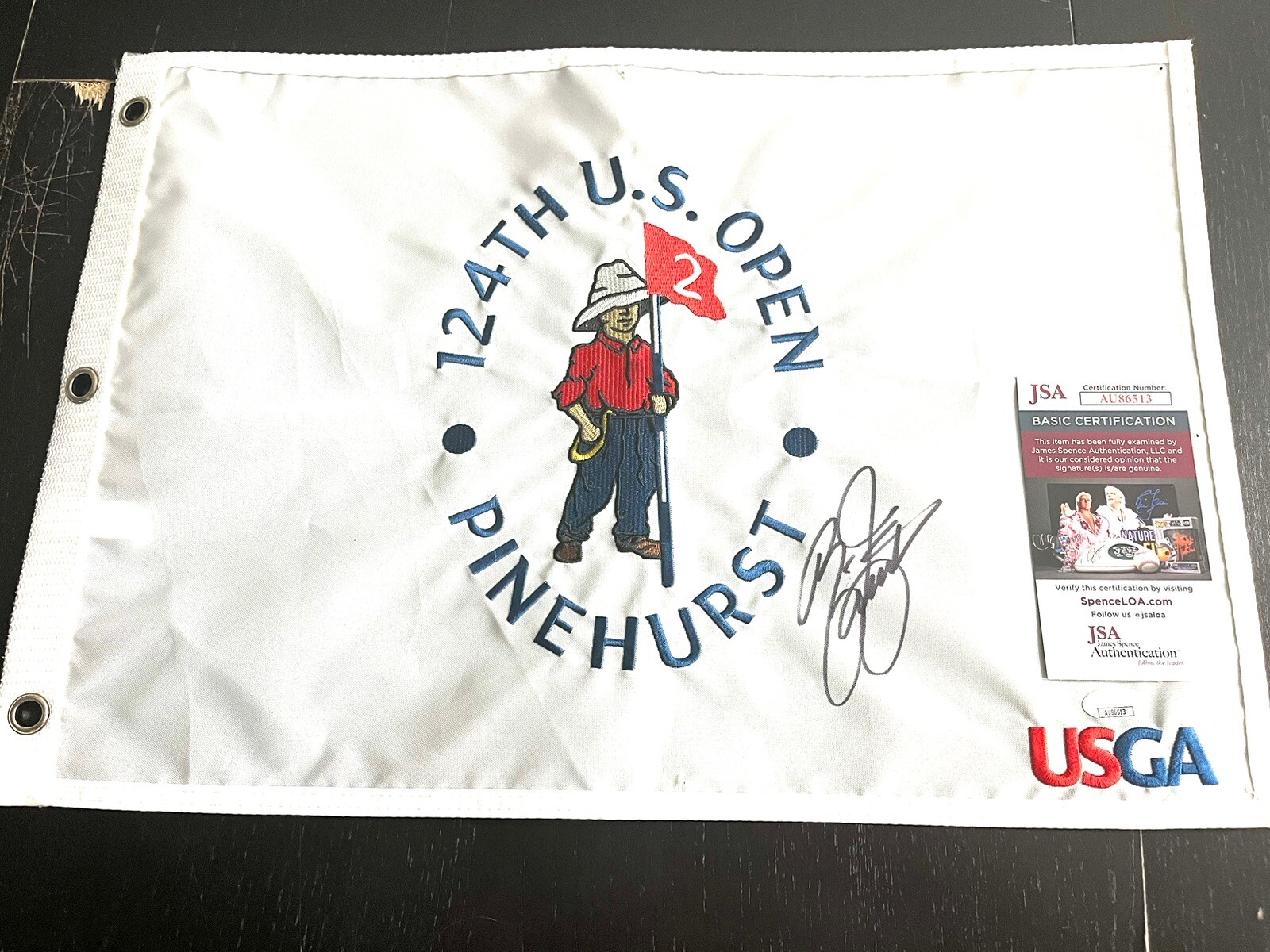 Rickie Fowler Autographed Signed HAND 2024 PINEHURST US OPEN PIN FLAG JSA CERT #3 