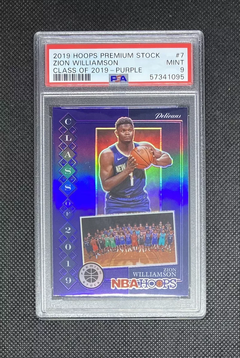 2019 Hoops Premium Stock 7 Zion Williamson Class of 2019 - Purple PSA 9 Mint