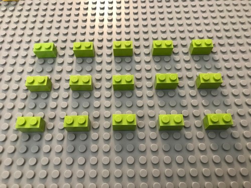 LEGO Baustein 15 Stück 3004 lime grün 1x2 Steine System City Hausbau Space I
