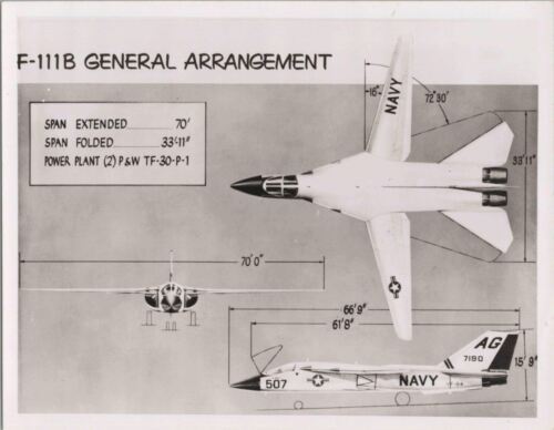 GENERAL DYNAMICS F-111B AARDVARK GENERAL ARRANGEMENT ORIGINAL MOD PHOTO USAF