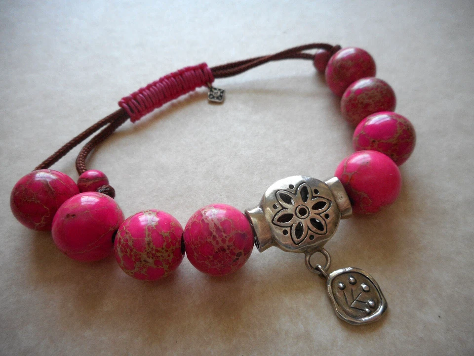Pulsera Silpada Mejor Tendencia Esterlina Fucsia Jaspe Cuentas RE1212 Foto 4 de 4