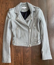 $1295 Iro Luigaspe Gray Leather Motorcycle Jacket Sz 0 Fr 34