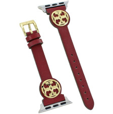 Tory Burch Replacement Band for Apple Watch TBS0078 Bordeaux Leather Strap Belt