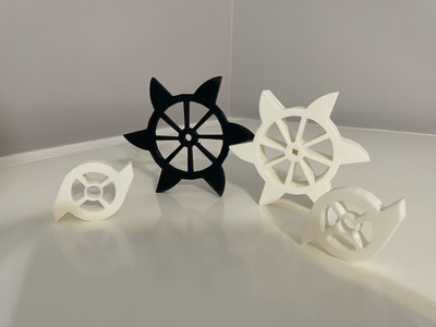 3d modeled battle bot spinners. Two small, one large and one medium.