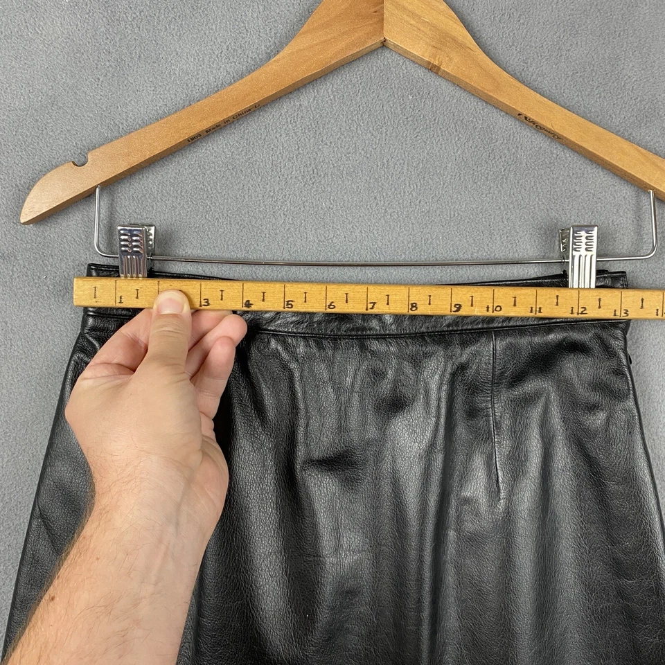 Falda Colección Talbots Talla 4 Negra 100% Cuero Genuino Forrada hasta la Rodilla Lápiz De Colección Foto 3 de 4