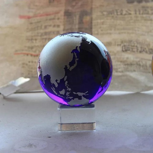 Crystal Ball Blue World Globe Glass Earth Sphere with Stand Astronomy Ornaments - Picture 26 of 26