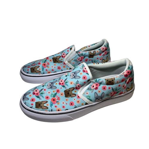 Groove Bags Women’s Size 9 Casual Shoes Dog Themed Canvas Slip-on Flats Blue - Picture 7 of 10
