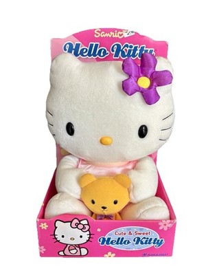 Hello Kitty Plush 2002 Sanrio Nakajima Purple Flower Bear VTG