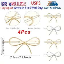 4pcs Metal Bow Hair Clips Chic Bows Barrettes Simple Hair Pin Hair Accessories