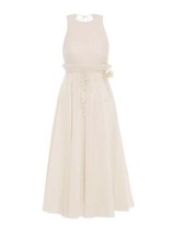 Zimmermann Pleated Picnic Dress | Ivory/Cream, Midi, Backless, Tie Belt, Flowers