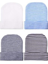 Newborn Baby Boy Hat Newborn Beanie Stripes Hat Toddler Soft 4 Cute Colors
