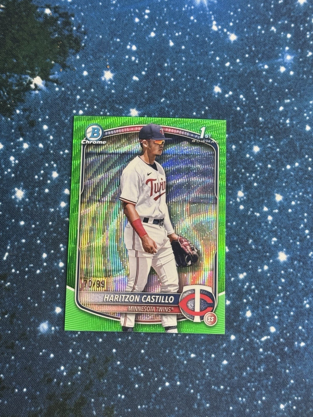 2025 Bowman Chrome 1st Haritzon Castillo Green Wave Refractor Twins /99